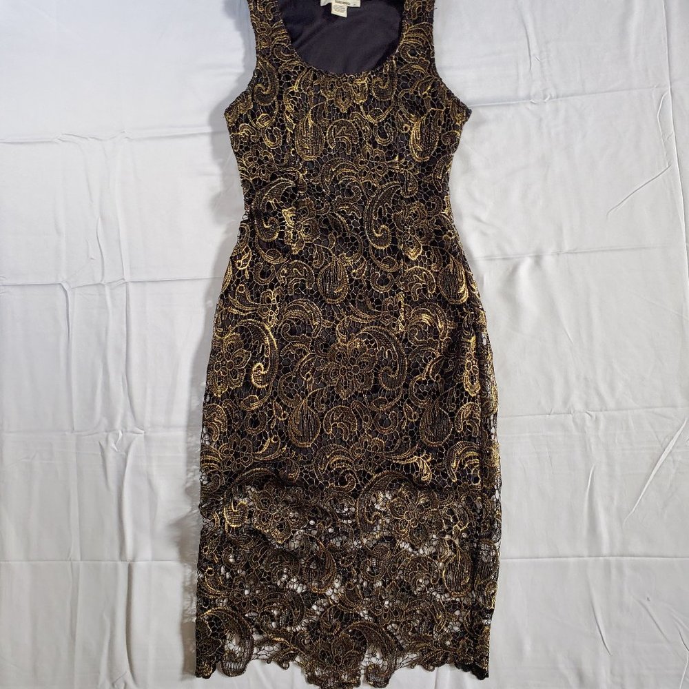 Black dress with gold lace